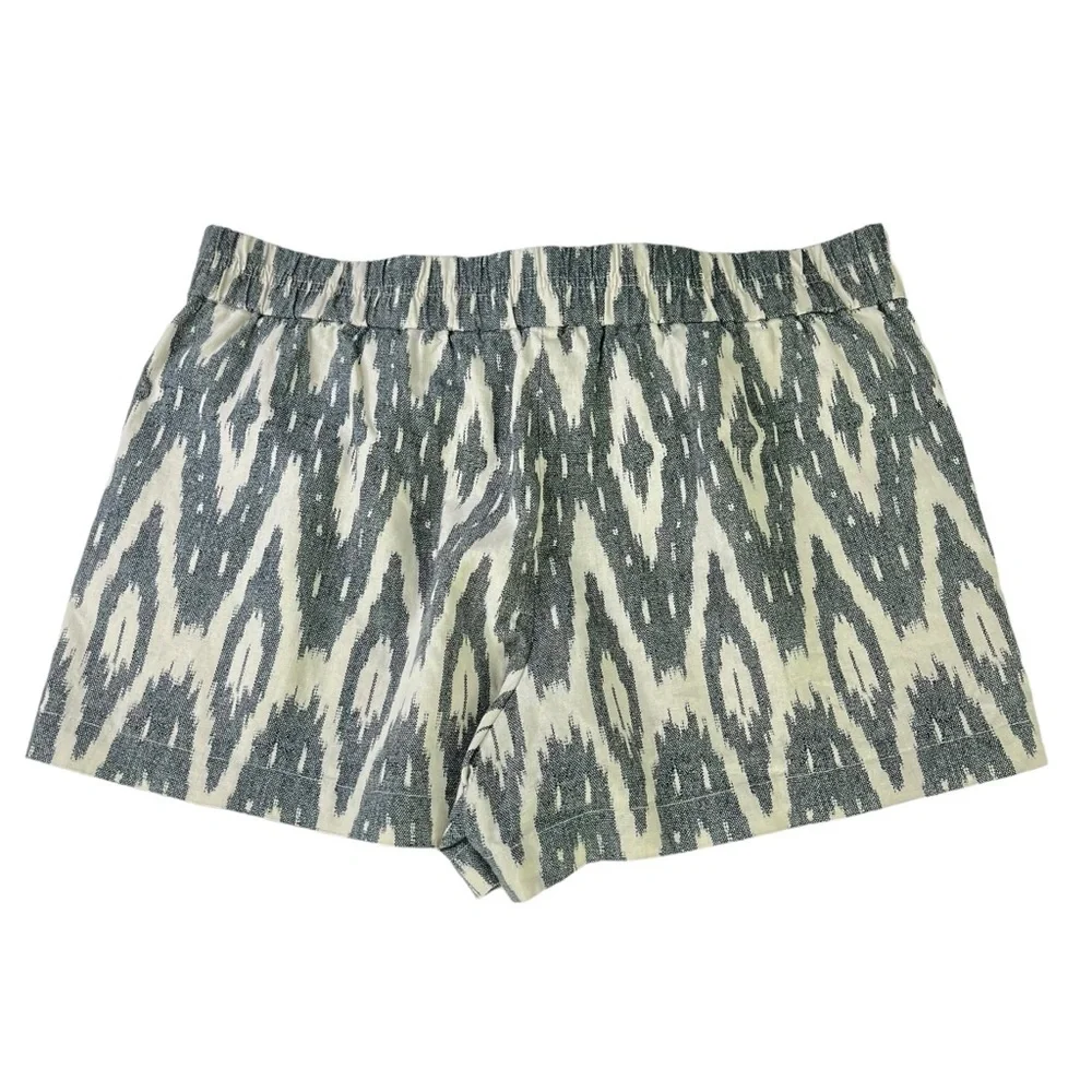 J.Crew Ikat Pleated Bow Tie Belt High Waist Gray Off White Womens Shorts Size 14